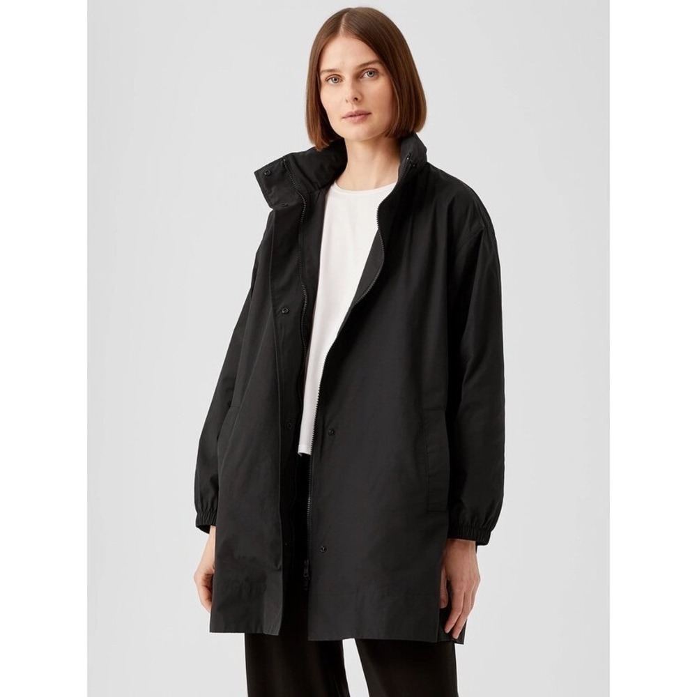 Eileen Fisher Twilight Stand Collar Nylon Weave Coat Size XS‎